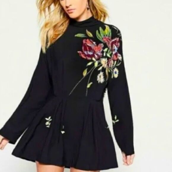 NWT Free People Gemma Tie Neck Open Back Mini Tunic Size Medium - Picture 5 of 13